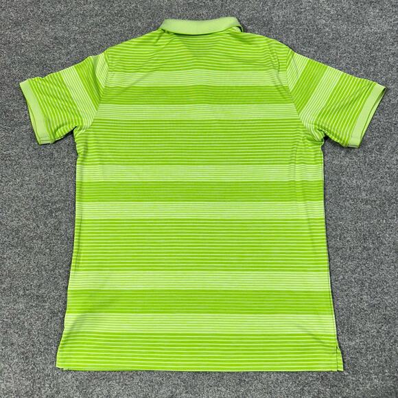 Puma Green Striped Short Sleeve Collared Golf Polo Shirt Men’s Size Large - Picture 2 of 8